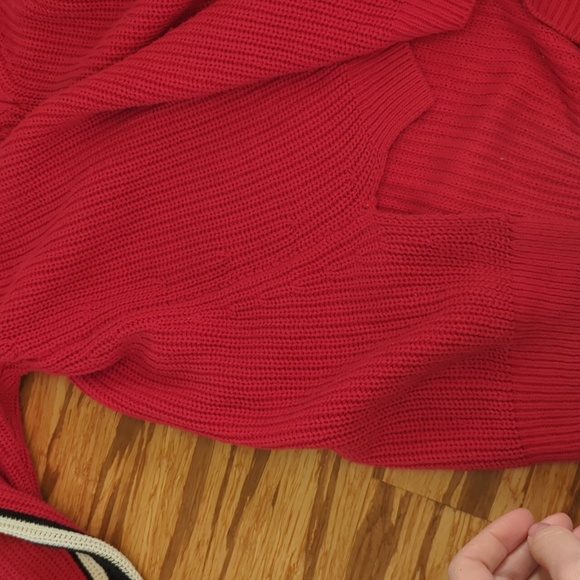 Bright red v-neck cotton/acrylic sweater. Not new but in great condition. - Picture 8 of 10